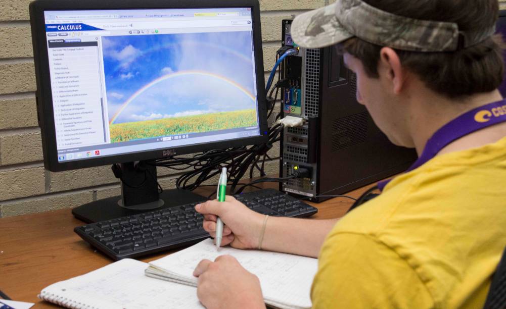 Male Student Studying at Computer