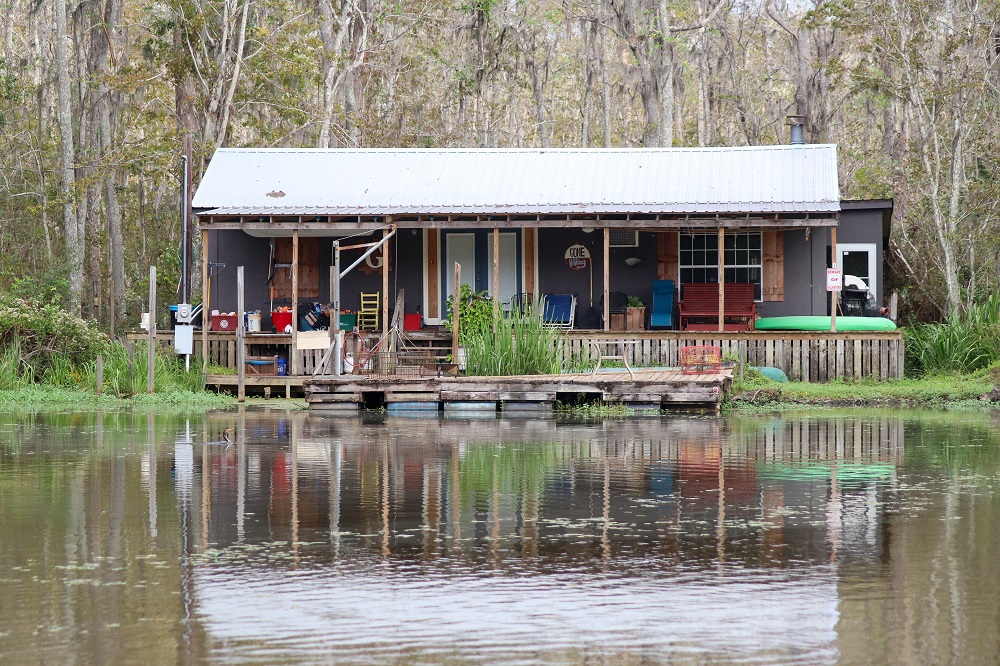 a camp on the water's edge