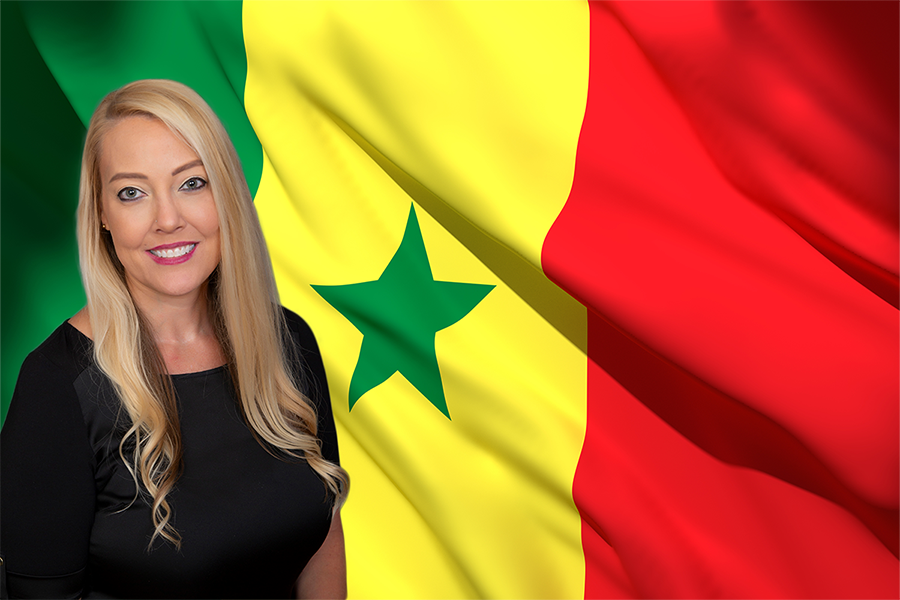 Ashley Clayton and Senegal flag