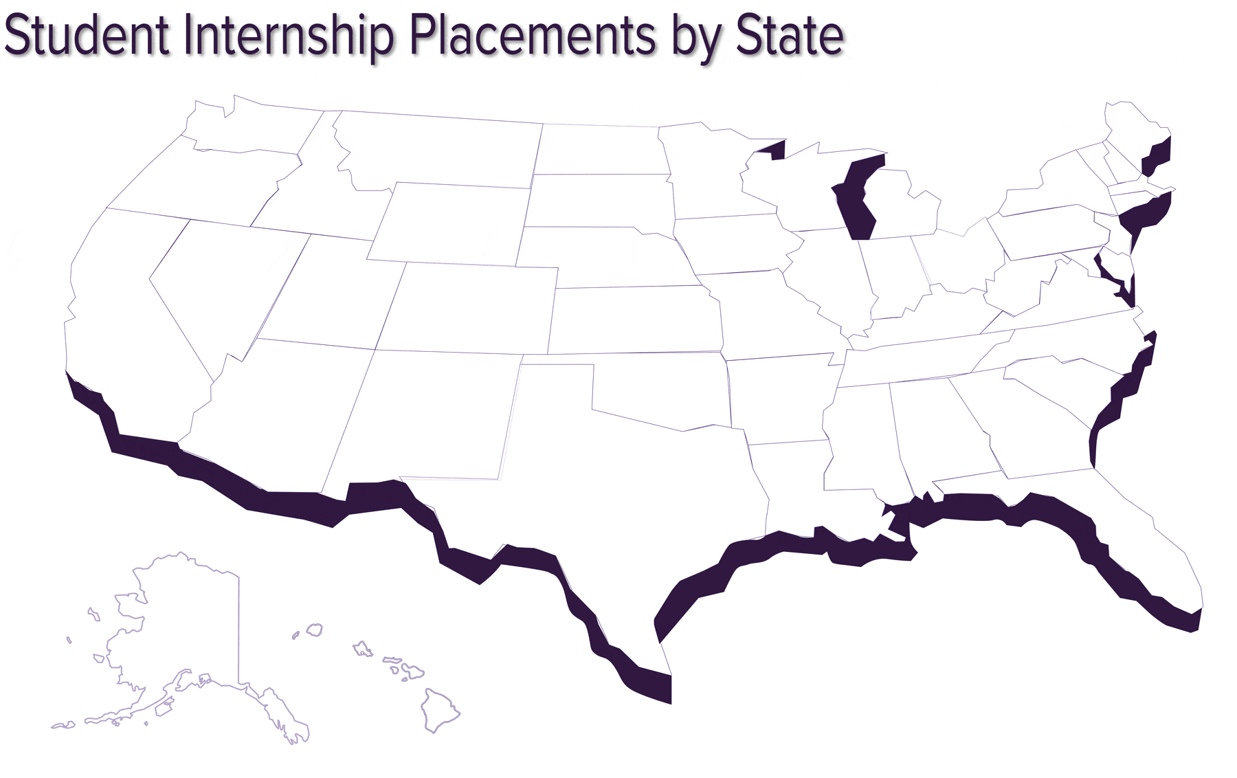 Animated map of the US showing where our students are interning
