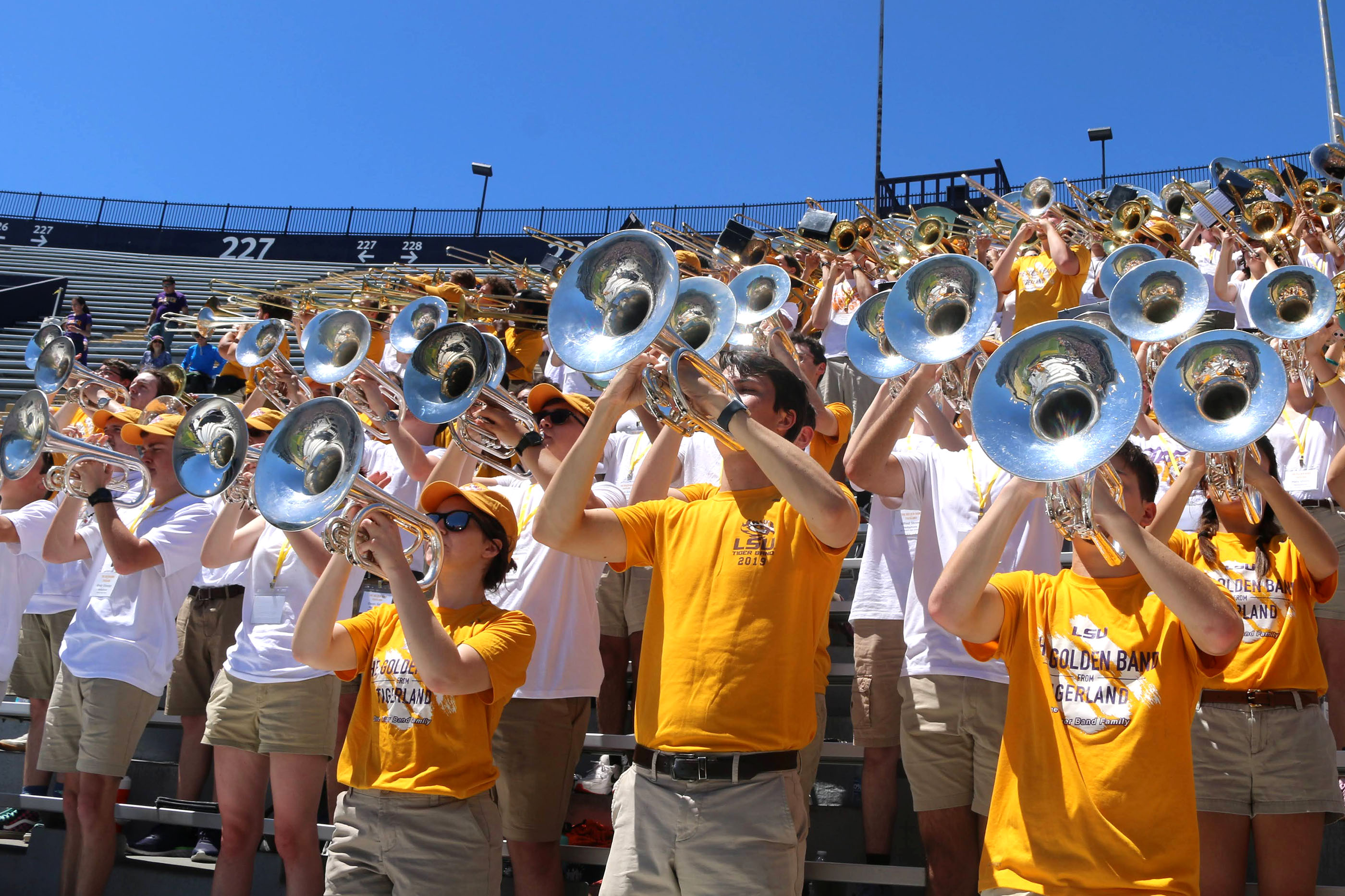 tiger band performing at spring football