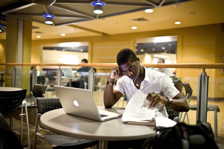 student on computer