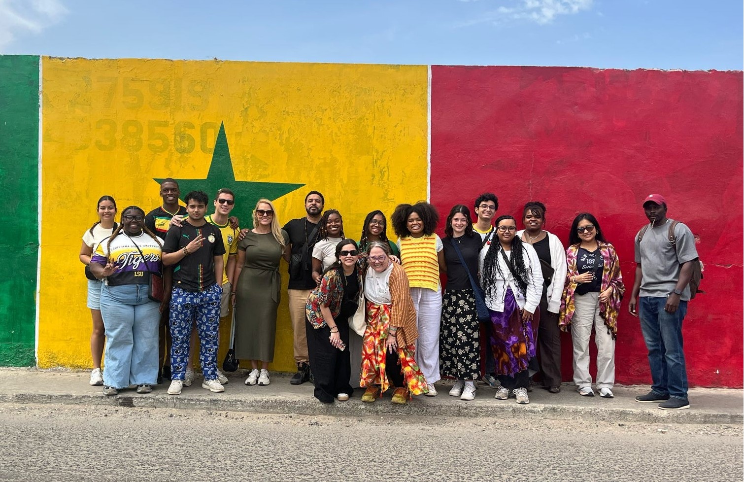 a group of people smiling