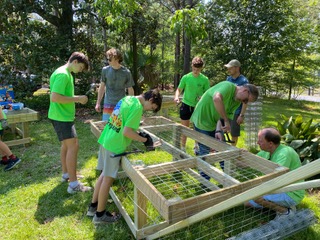 Scouts building a nursery table