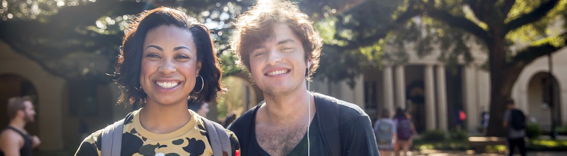 two students in the quadrangle